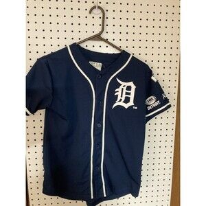Detroit Tigers Jersey SEWN Navy Blue  YM with number 18 on the back.